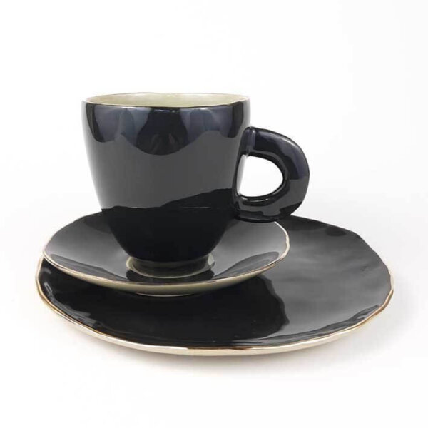 Tea cup GOLD STRIPE black