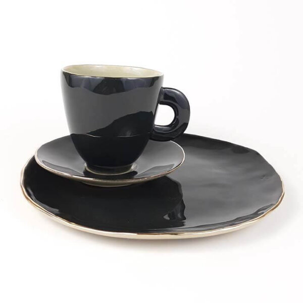 Coffee cup GOLD STRIPE black