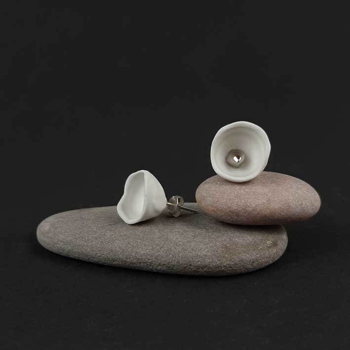 kolczyki porcelanowe sztyfty szare