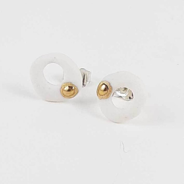 Kolczyki porcelanowe RING sztyfty białe