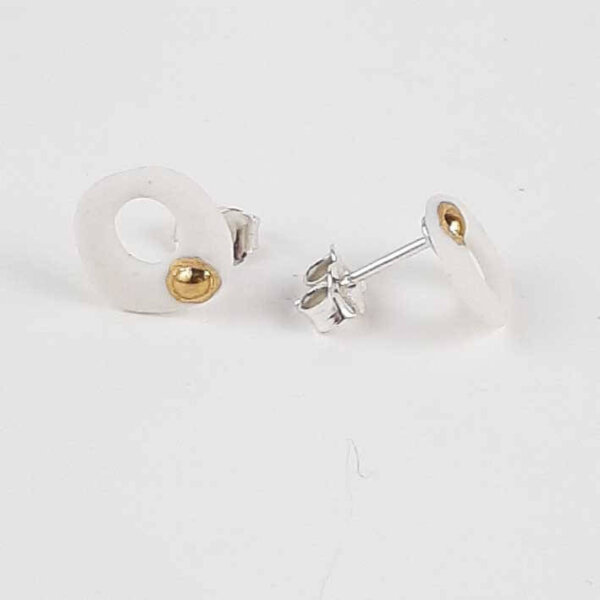 Kolczyki porcelanowe RING sztyfty białe