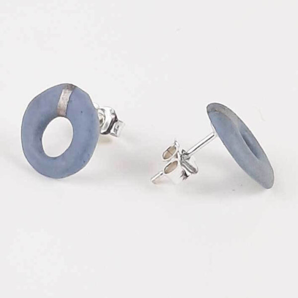 Kolczyki porcelanowe RING sztyfty błękit