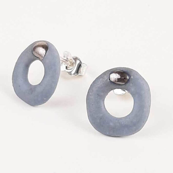 Kolczyki porcelanowe RING sztyfty błękit