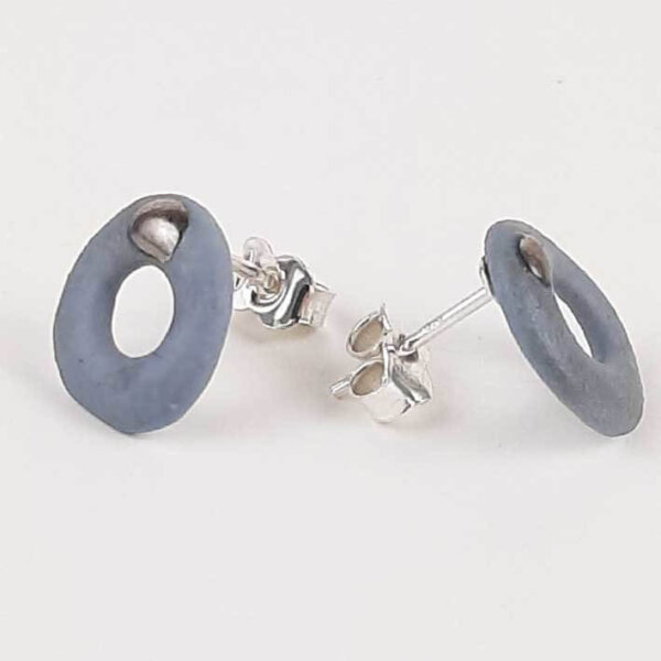 Kolczyki porcelanowe RING sztyfty błękit