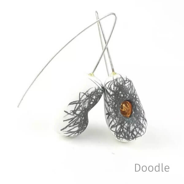 Kolczyki porcelanowe DOODLE b&w